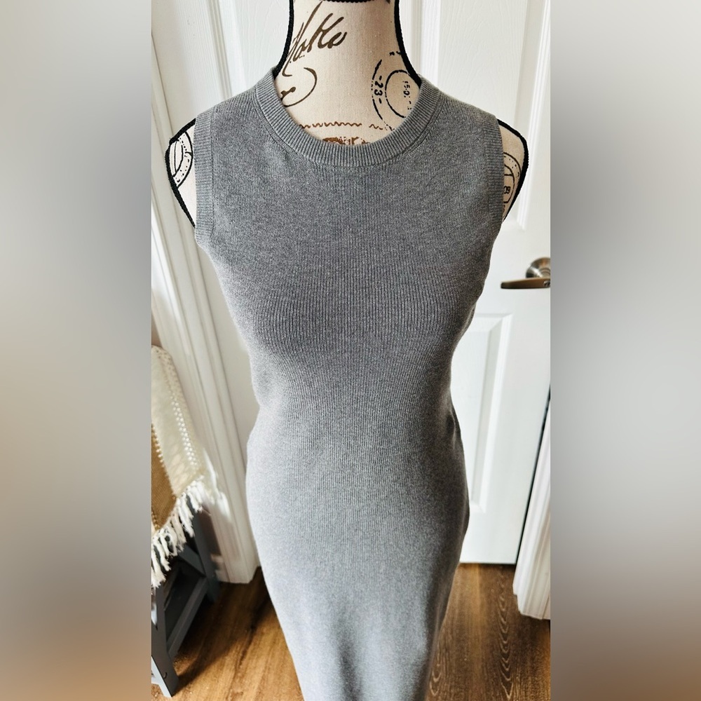 Sleeveless Cotton/Cashmere Blend Midi Sweater Dress - Picture 2 of 7